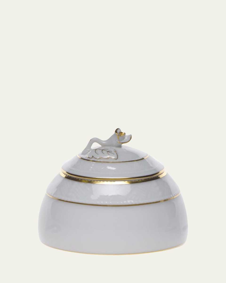 Golden Edge Honey Pot with Rose